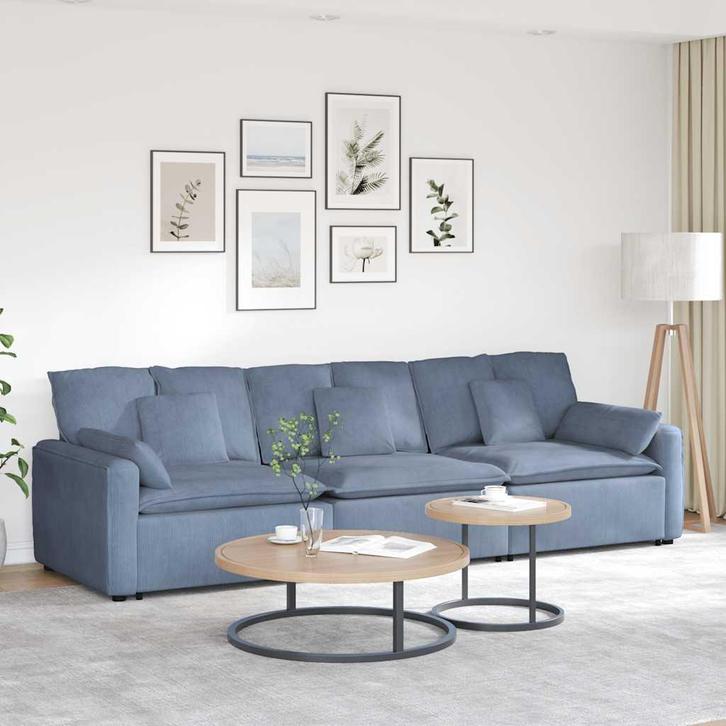 vidaXL Modulaire bank met kussens blauw, Huis en Inrichting, Zetels | Voetbanken en poefs, Nieuw, Verzenden
