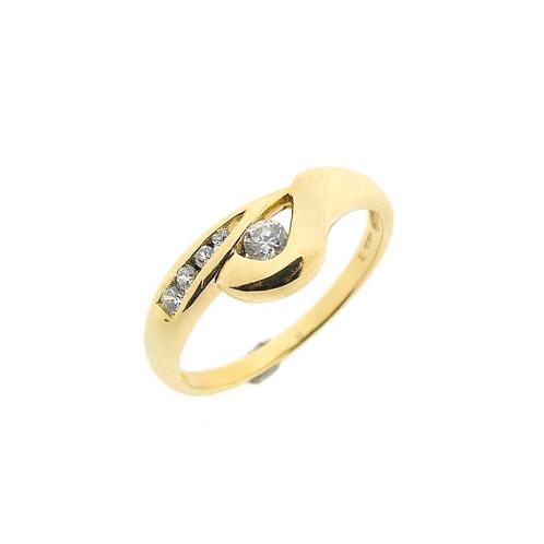 Gouden subtiele ring met zirconia stenen (gouden ring), Handtassen en Accessoires, Ringen, Dame, Met edelsteen, Overige kleuren