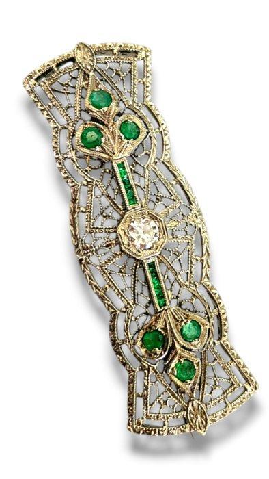 Broche Platine, Broche Art Déco 1930 en platine avec, Handtassen en Accessoires, Antieke sieraden