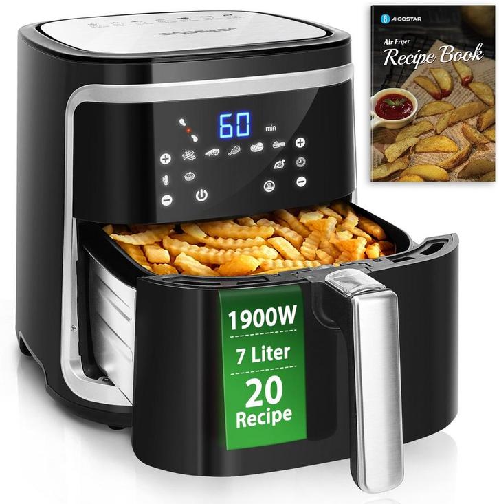 Airfryer XXL - heteluchtfriteuse - 7L - 1900W - Zwart •, Electroménager, Friteuses à air, Envoi
