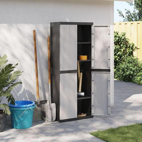 vidaXL Tuinkast 65x37x165 cm polypropeen grijs en zwart, Huis en Inrichting, Kasten | Overige, Nieuw, Verzenden