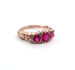 Zonder Minimumprijs - Ring - 9 kt. Roségoud, Zilver Robijn -, Nieuw