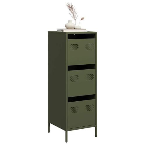 vidaXL Hoge kast 39x35x103,5 cm staal olijfgroen, Huis en Inrichting, Kasten | Dressoirs, Nieuw, Verzenden