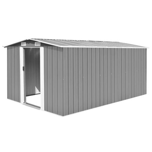 vidaXL Tuinschuur 257x392x181 cm metaal grijs, Tuin en Terras, Tuinhuizen, Nieuw, Verzenden