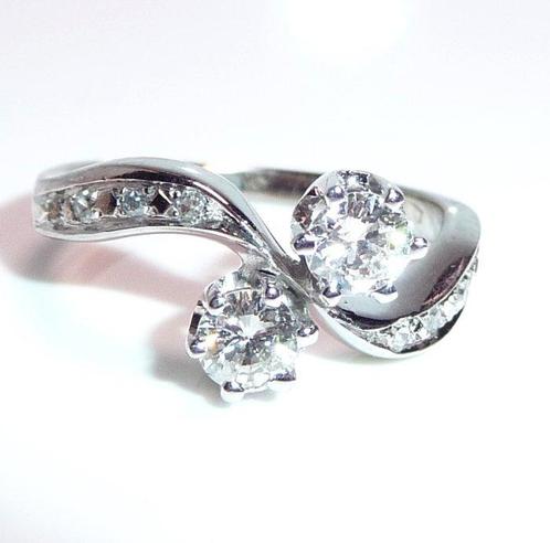 Bague - 14 carats Or blanc -  0.56ct. tw. Diamant, Handtassen en Accessoires, Ringen