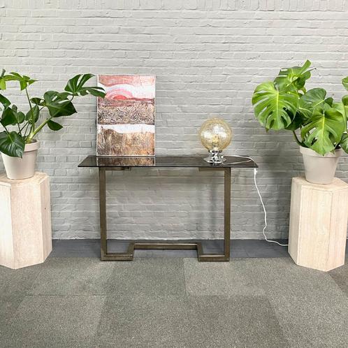 Belgo Chrom stijl console tafel - jaren 80, Huis en Inrichting, Tafels | Sidetables, 100 tot 150 cm, 25 tot 50 cm, Rechthoekig