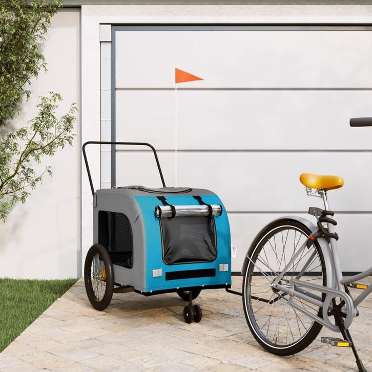 vidaXL Hondenfietstrailer oxford stof en ijzer blauw en, Dieren en Toebehoren, Overige Dieren-accessoires, Nieuw, Verzenden