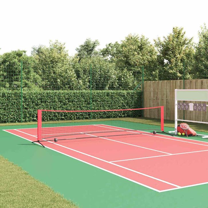 vidaXL Tennisnet Zwart en rood Polyester, Sport en Fitness, Tennis, Nieuw, Verzenden
