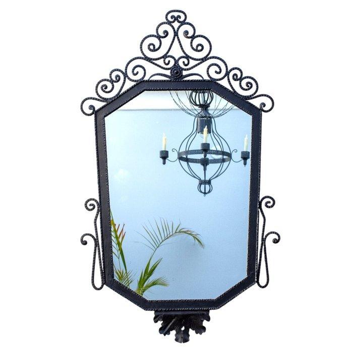 Spiegel- Ottagonale - Smeedijzer - versierd naar wens, Antiquités & Art, Curiosités & Brocante