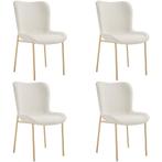 tectake Gestoffeerde stoel Tessa - Bouclé wit/goud, Set van, Verzenden, Nieuw
