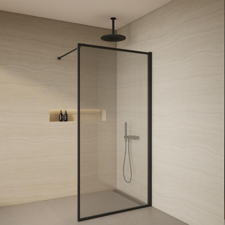 Aanbieding: BWS Douchewand Redo 8mm | Glas | Mat Zwart |, Doe-het-zelf en Bouw, Sanitair, Douche, Nieuw, Ophalen of Verzenden