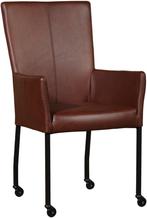 Cognac leren moderne eetkamerstoel - met armleuning poot, Huis en Inrichting, Stoelen, Overige kleuren, Nieuw, Leer, Ophalen of Verzenden