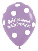 Ballonnen Communie Polka Dots Lilac 30cm 50st, Nieuw, Verzenden