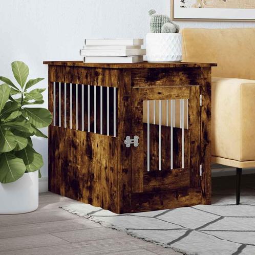 vidaXL Hondenbench 55 x 80 x 68 cm bewerkt hout gerookt, Dieren en Toebehoren, Hondenhokken, Nieuw, Verzenden