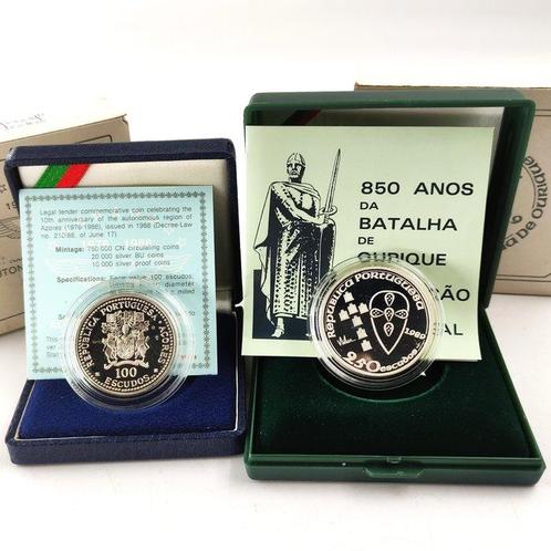 Portugal. 2 Silver Proof Non-Circulating Coins (100 Escudos, Postzegels en Munten, Munten | Europa | Niet-Euromunten