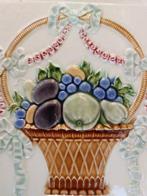 Jugendstil Tegel - Art nouveau tegel met mand met fruit -, Antiek en Kunst