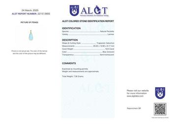 ALGT Gecertificeerd - Exclusieve Natuurlijke Larimar Hanger