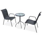 vidaXL Ensemble de bistro 3 pcs Acier Noir, Jardin & Terrasse, Verzenden, Neuf