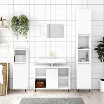 vidaXL Badkamerkast 30x30x100 cm bewerkt hout wit, Huis en Inrichting, Badkamer | Badkamermeubels, Verzenden, Nieuw