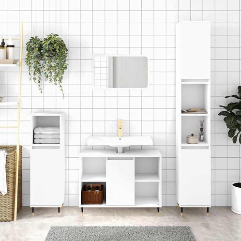 vidaXL Badkamerkast 30x30x100 cm bewerkt hout wit, Huis en Inrichting, Badkamer | Badkamermeubels, Nieuw, Verzenden