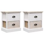 vidaXL Nachtkastjes 2 st 38x28x45 cm paulowniahout wit en, Huis en Inrichting, Slaapkamer | Nachtkastjes, Verzenden, Nieuw