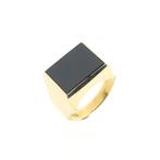 Gouden zegelring met onyx | Heren (herenring, gouden ring), Gebruikt, Overige kleuren, 19 tot 20, Heer
