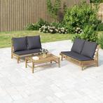 vidaXL 2-delige Loungeset met kussens bamboe donkergrijs, Tuin en Terras, Verzenden, Nieuw