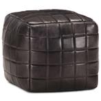 vidaXL Poef 40x40x40 cm echt geitenleer zwart, Huis en Inrichting, Zetels | Voetbanken en poefs, Verzenden, Nieuw