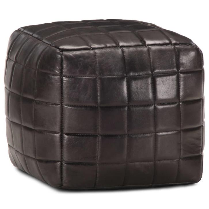 vidaXL Poef 40x40x40 cm echt geitenleer zwart, Huis en Inrichting, Zetels | Voetbanken en poefs, Nieuw, Verzenden