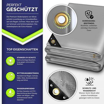 Premium afdekzeil - 500 x 300 cm met oogjes - 650 g/m² - beschikbaar voor biedingen