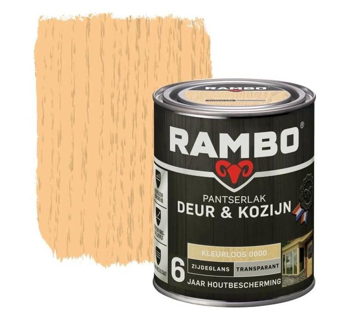 Rambo Pantserlak Deur en Kozijn Kleurloos 0.75L, Doe-het-zelf en Bouw, Verf, Beits en Lak, Nieuw, Verzenden
