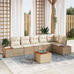 vidaXL Tuinbank Set met kussen 7 pcs Beige Poly rattan, Verzenden, Nieuw