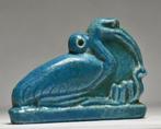 Oude Egypte, Nieuwe rijk Faience Amulet van de ibis omringd, Antiek en Kunst