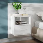vidaXL Table de chevet murale Blanc brillant, Maison & Meubles, Chambre à coucher | Tables de chevet, Neuf, Verzenden