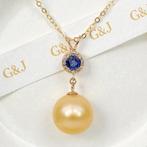 Zonder minimumprijs - Hanger - 14 karaat Geel goud Saffier -