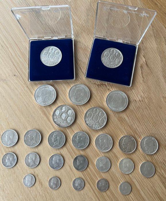 België. Lot van 26 zilveren Belgische munten vanaf 1910, Postzegels en Munten, Munten | Nederland