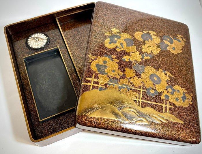 Suzuribako (schrijfkist) – chrysant op Nashiji-ondergrond -, Antiek en Kunst, Antiek | Overige Antiek