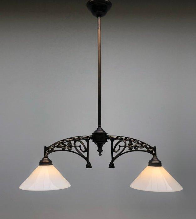 Lampe à suspendre - Opaline - Lustre Art Nouveau, Antiek en Kunst, Curiosa en Brocante