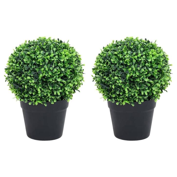 vidaXL Kunstplanten met pot 2 st buxus bolvorming 37 cm, Maison & Meubles, Accessoires pour la Maison | Plantes & Fleurs artificielles