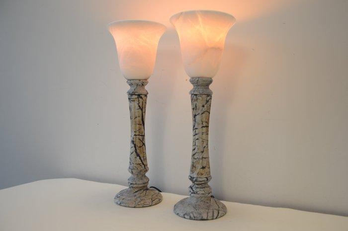 Lampe de table - Albâtre - Paire de lampes de table en, Antiek en Kunst, Curiosa en Brocante
