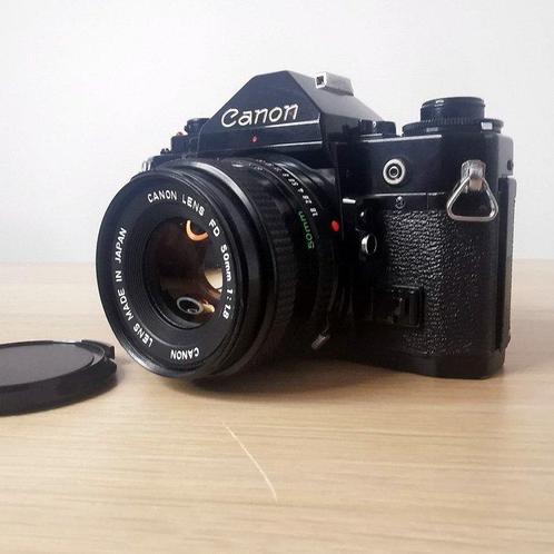 Canon A-1 nero + FD lens: 1,8/50mm + flash +... Appareil, Audio, Tv en Foto, Fotocamera's Analoog