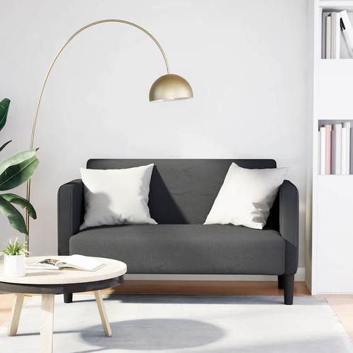 vidaXL Loveseat bank 109 cm corduroy stof donkergrijs, Huis en Inrichting, Zetels | Zetels, Nieuw, Verzenden