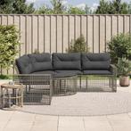 vidaXL Tuinbank met kussens en voetensteun L-vormig poly, Verzenden, Nieuw