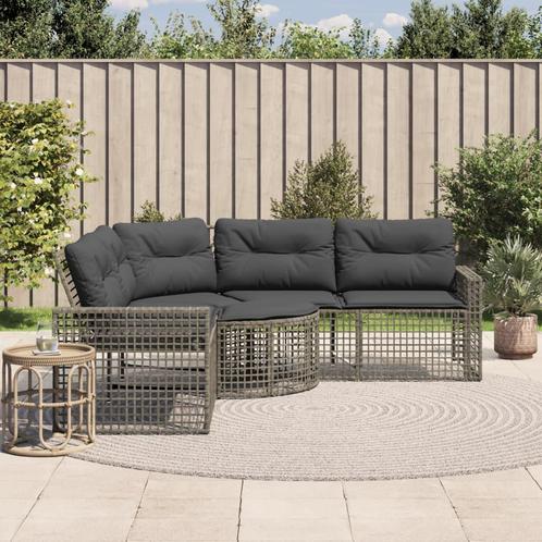 vidaXL Tuinbank met kussens en voetensteun L-vormig poly, Tuin en Terras, Tuinsets en Loungesets, Nieuw, Verzenden