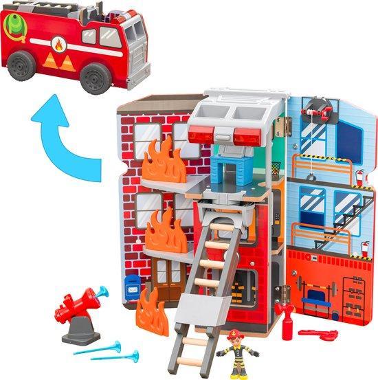 KidKraft Houten brandweerkazerne met 17 accessoires, lich..., Kinderen en Baby's, Speelgoed | Overig, Nieuw, Verzenden