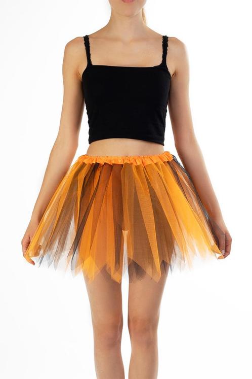 KIMU® Tutu Oranje Zwart Tule Rokje M L 164 170 176 Heks Pett, Kleding | Dames, Carnavalskleding en Feestkleding, Nieuw, Ophalen of Verzenden