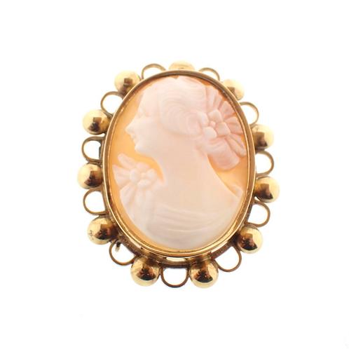 Gouden broche met camee | Antiek (vintage, schelp) (vintage), Handtassen en Accessoires, Bedels, Gebruikt, Overige merken, Goud