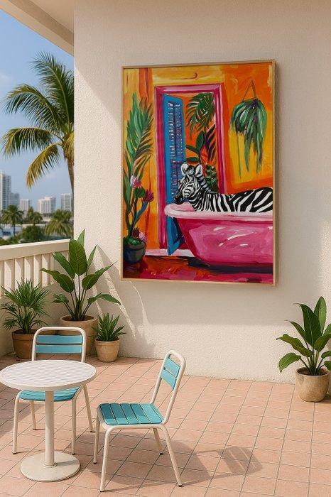 E. García - La Cebra en la Bañera - XL - NO Reserve, Antiek en Kunst, Kunst | Schilderijen | Modern