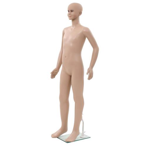 vidaXL Etalagepop kind met glazen voet 140 cm beige, Zakelijke goederen, Overige Zakelijke goederen, Verzenden