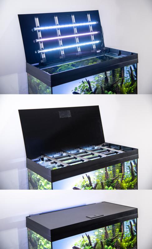 Aquatank 82x40x50cm aquarium met lichtkap + meubel walnut, Dieren en Toebehoren, Vissen | Aquaria en Toebehoren, Leeg aquarium